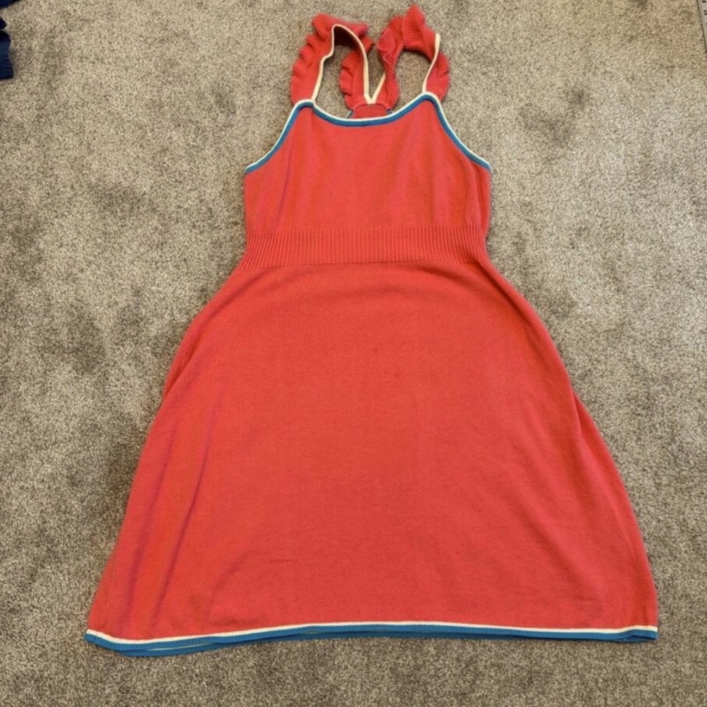 ModCloth Coral Turquoise Flutter Sleeve Fit and Flare Knit Sweater Dress 1X